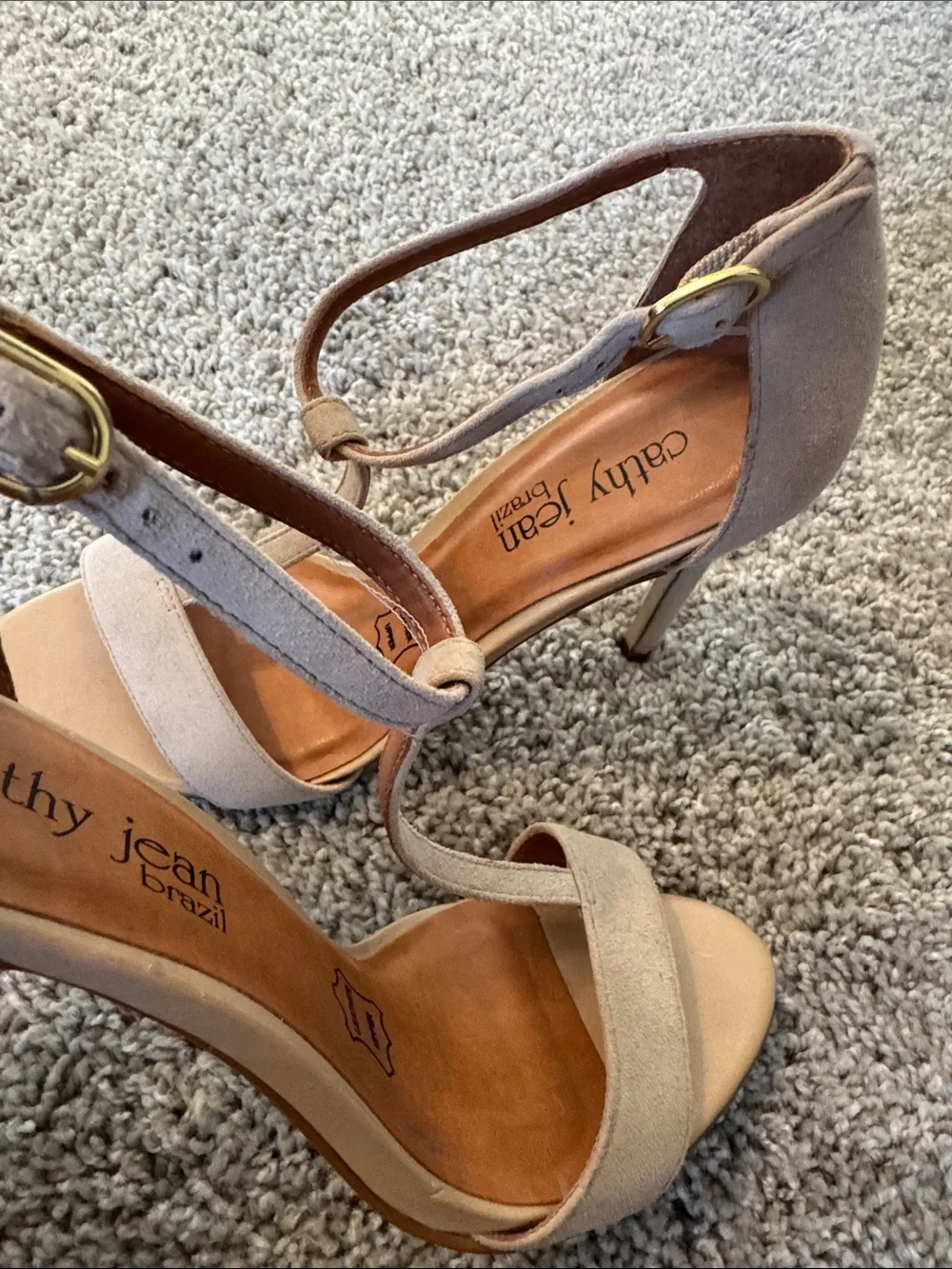 Cathy Jean Nude T-Strap Stiletto Sandals - Picture 12 of 16